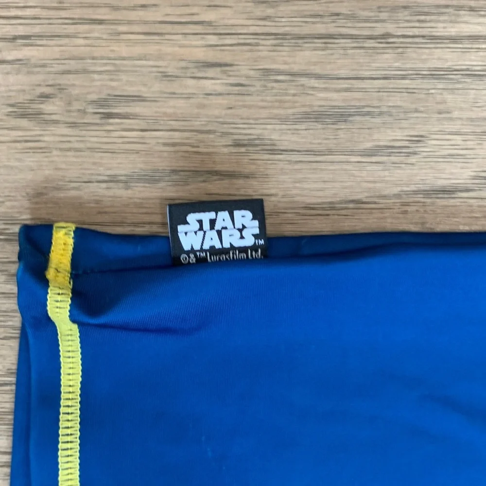 NWT Disney Kids Navy, Bright Blue & Neon Yellow Baby Yoda Swim Size 11/12